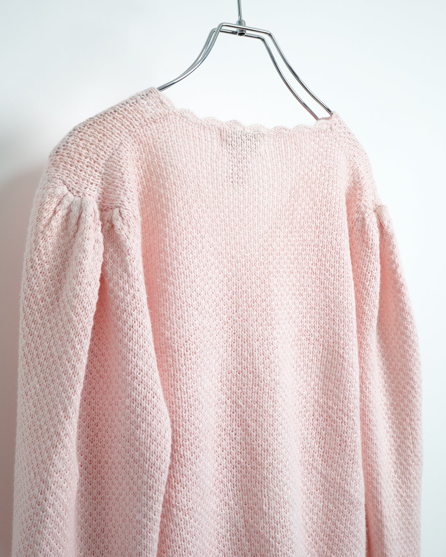 1980s-90s Scalloped Ramie-Cotton Knit Cardigan
