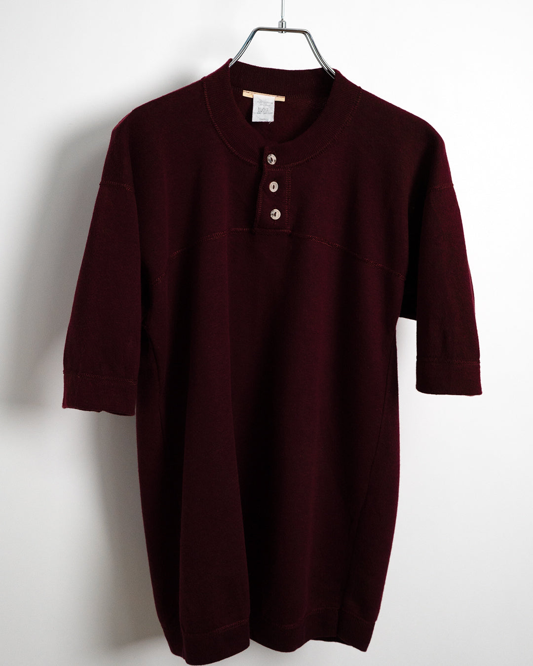 Short-sleeved Henley Neck Sweatshirt