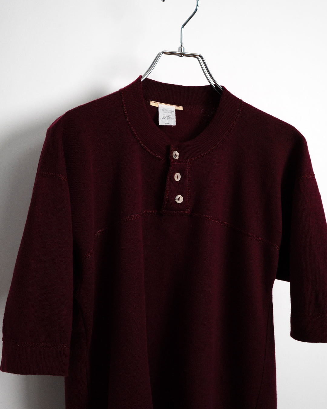 Short-sleeved Henley Neck Sweatshirt
