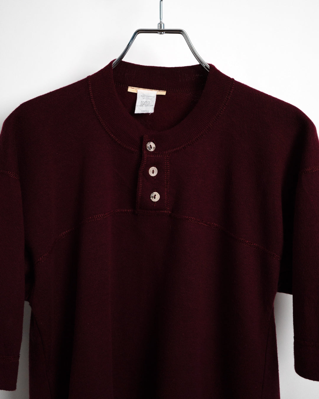 Short-sleeved Henley Neck Sweatshirt