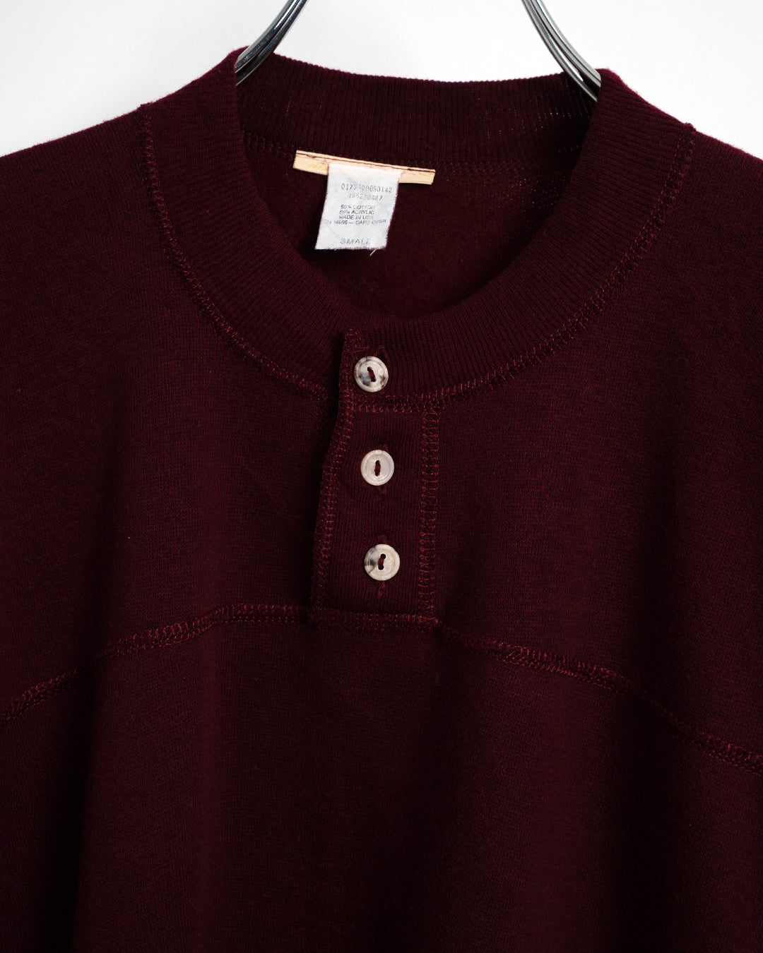 Short-sleeved Henley Neck Sweatshirt