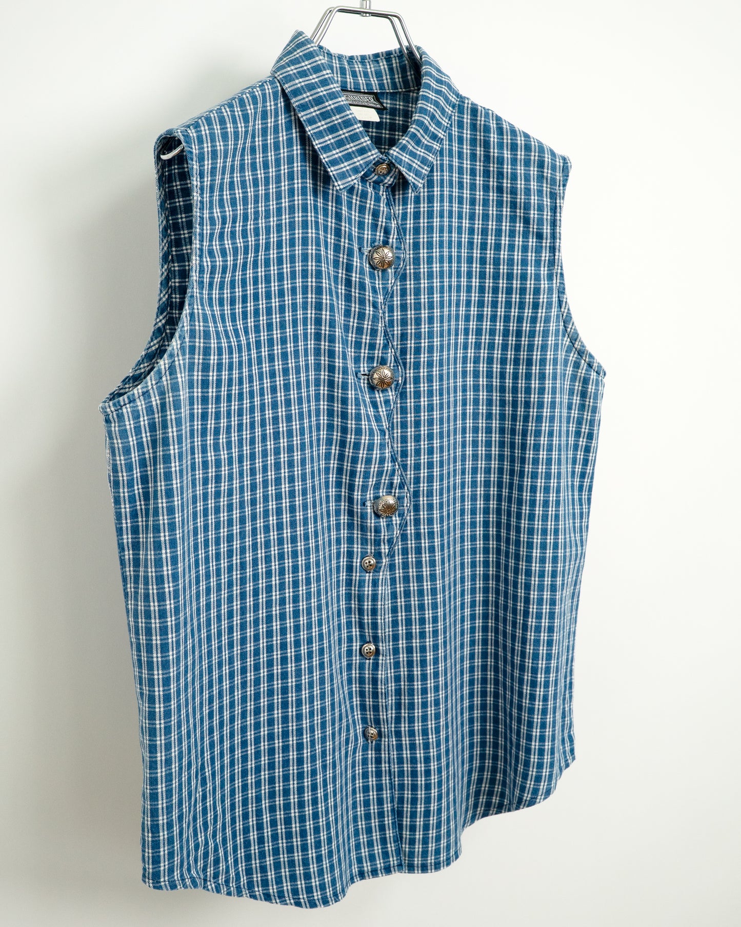80's Sleeveless Plaid Shirt