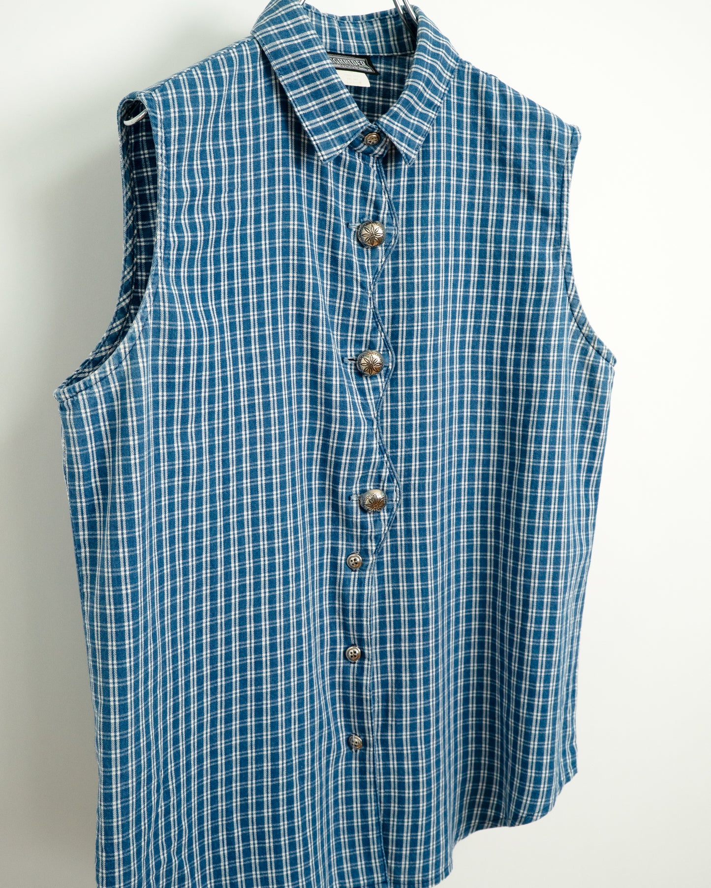 80's Sleeveless Plaid Shirt