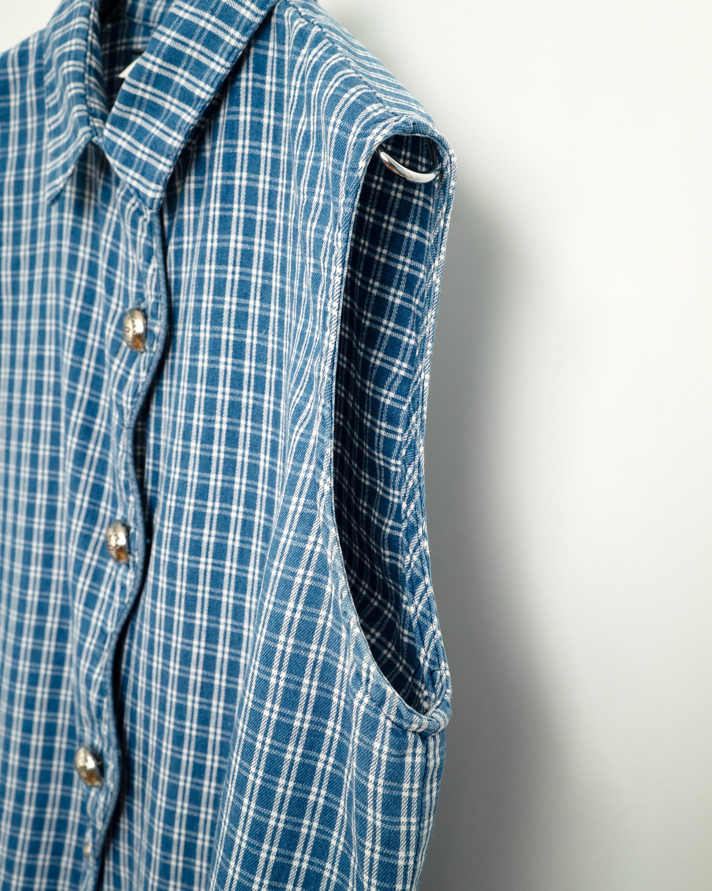 80's Sleeveless Plaid Shirt