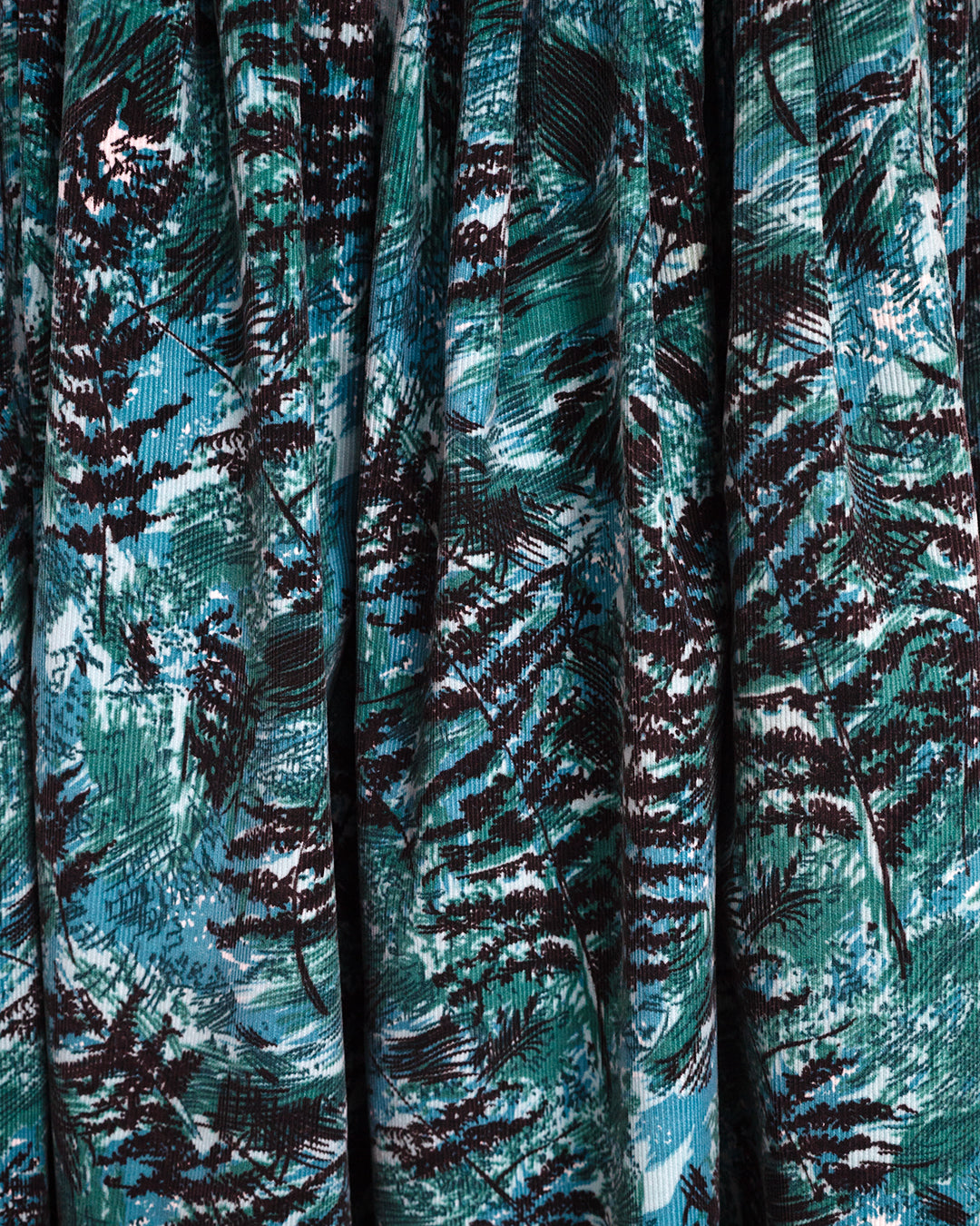 30's-50's Corduroy skirt with abstract botanical print
