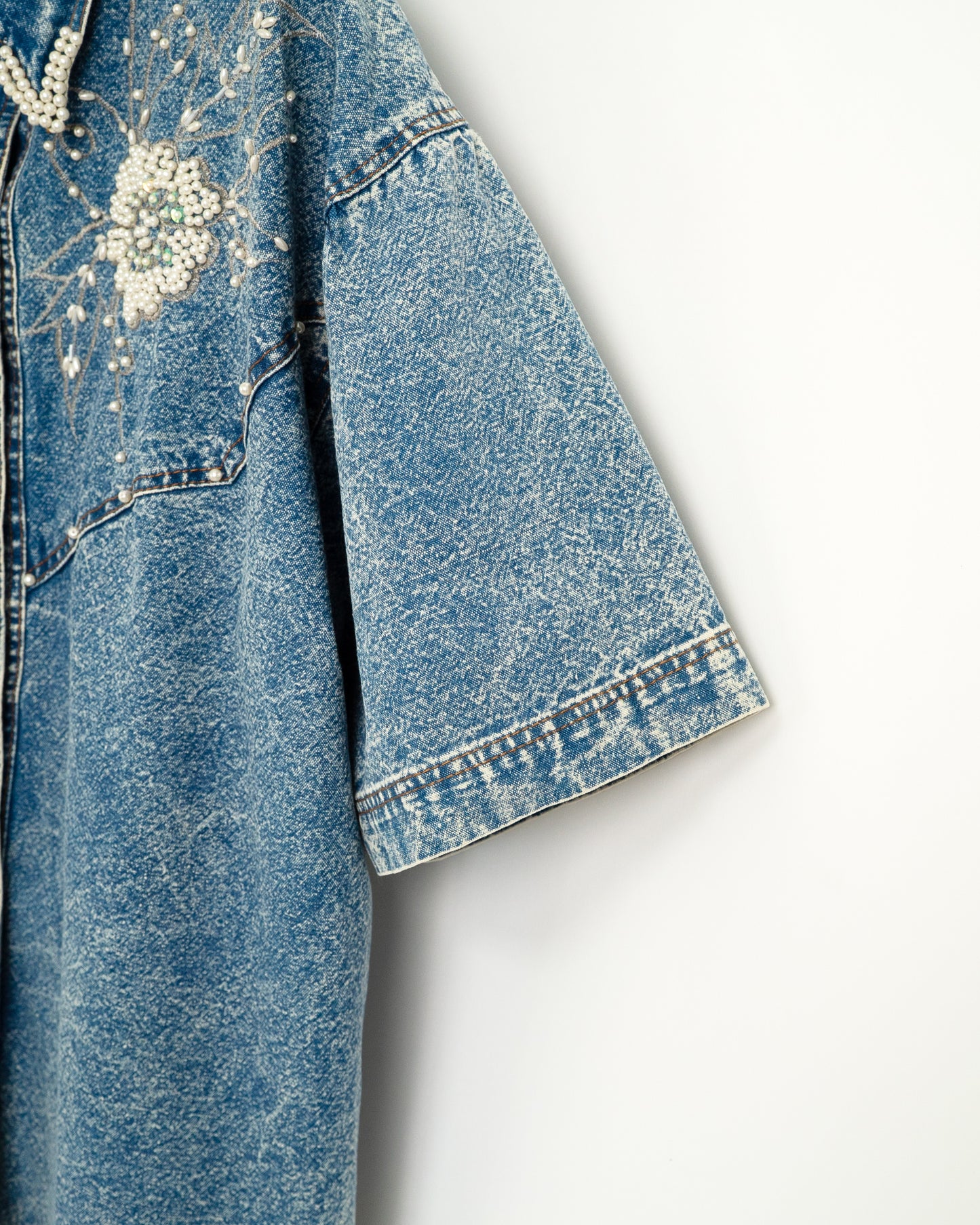 90's Denim Shirt with Bead Embroidery