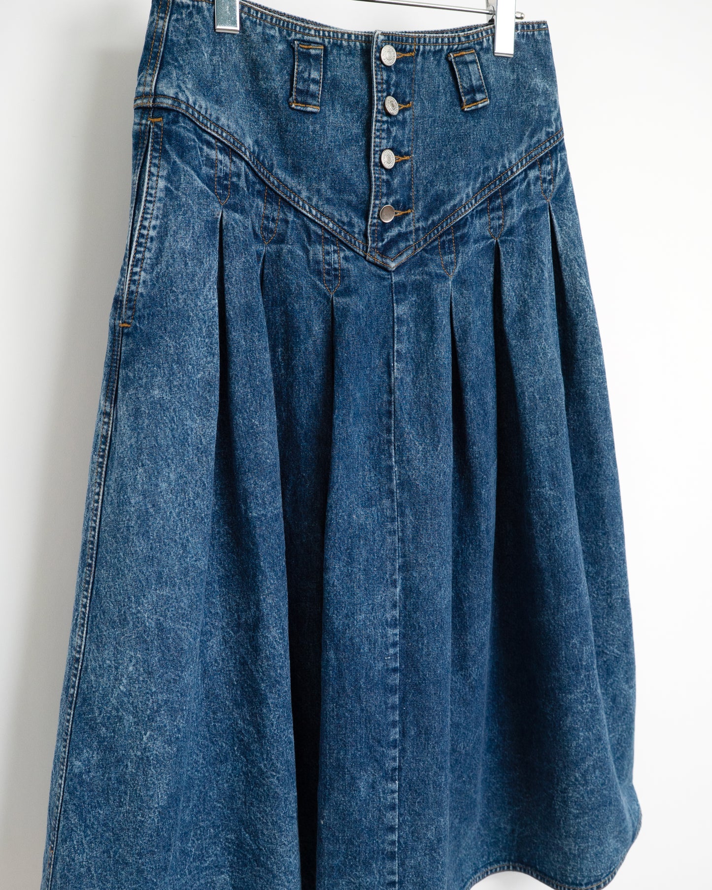 80's Pleated Denim Skirt