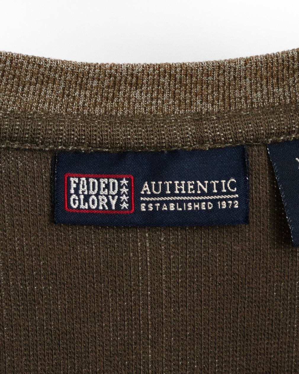 Rib knit long-sleeved T-shirt