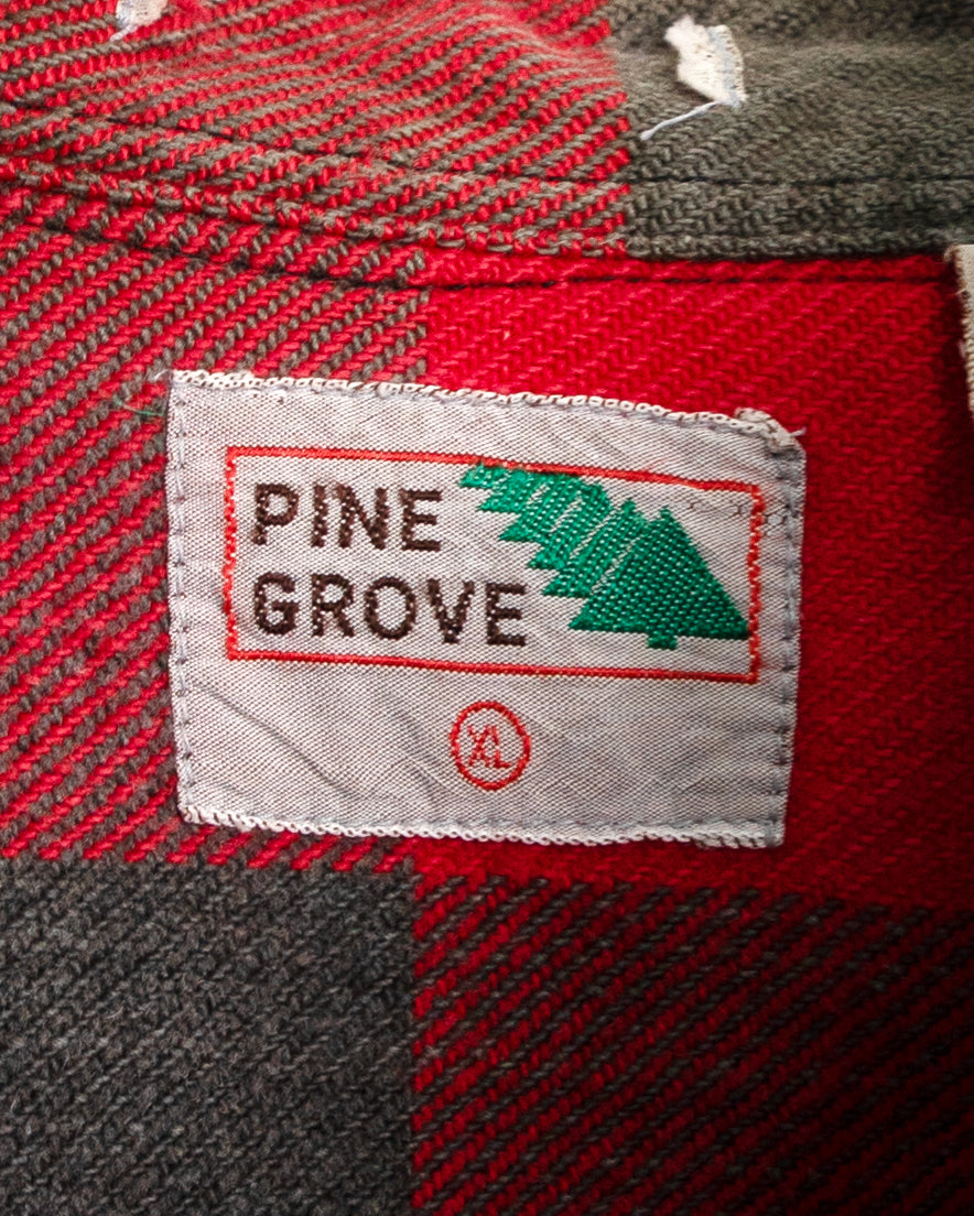 90s Red stand-collar flannel shirt