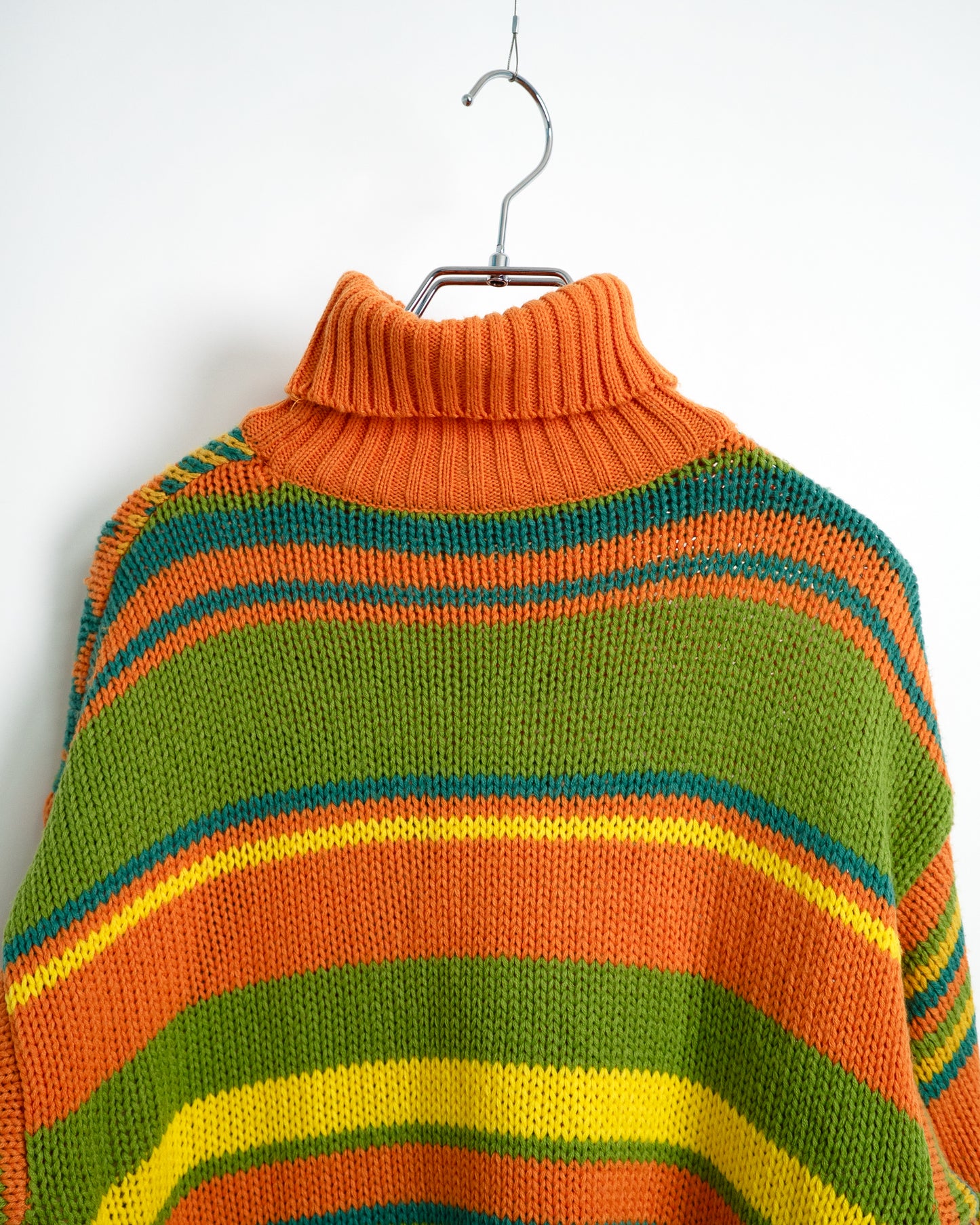 Multi-Color Sculptural Hand-Knitted Turtleneck