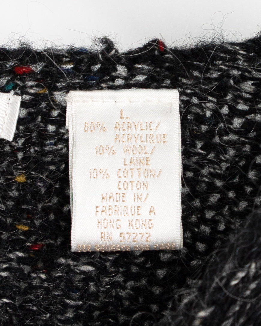 80s Multi-Color Nep V-Neck Knit Sweater