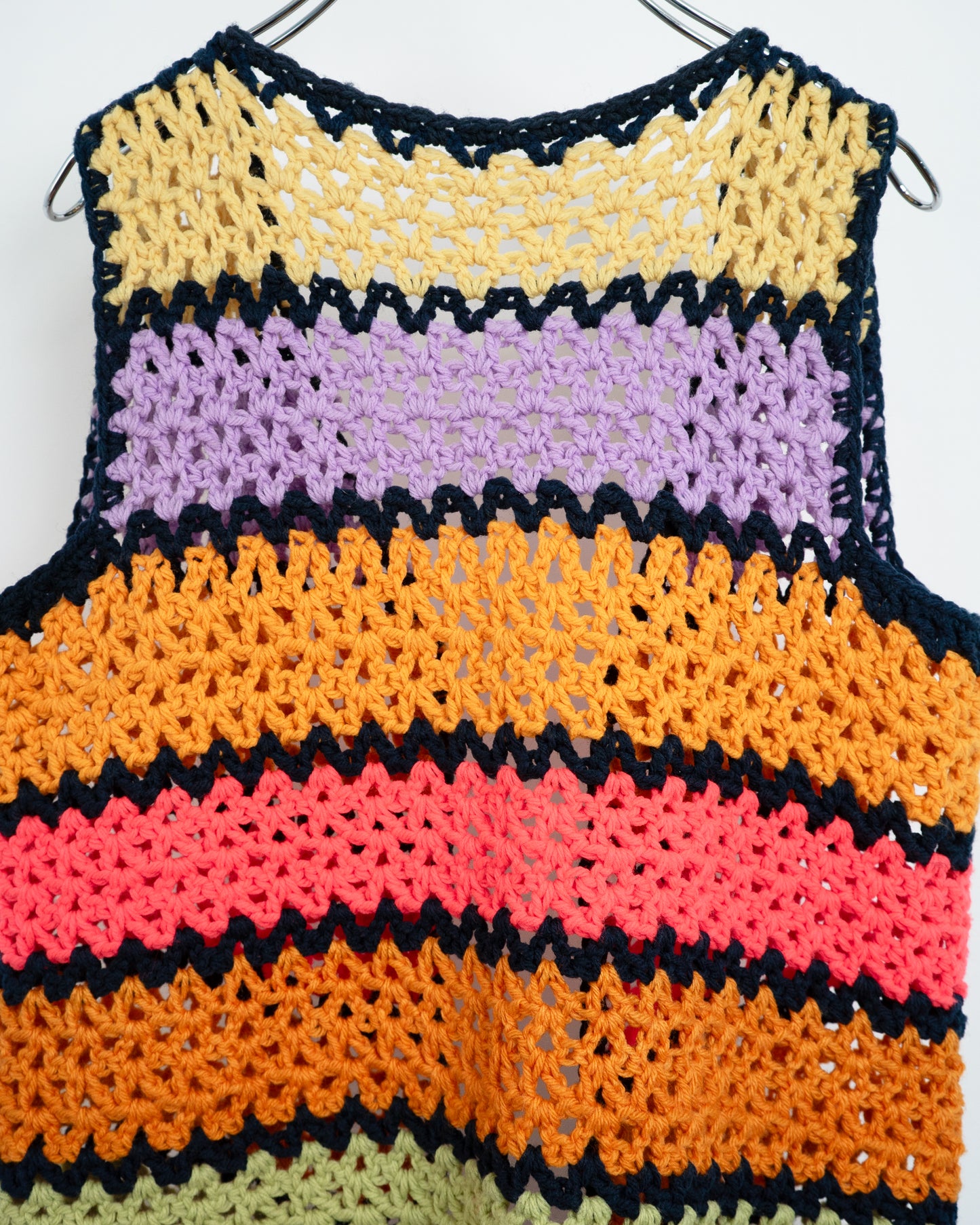 Multi-Color Hand-Knitted Crochet Vest
