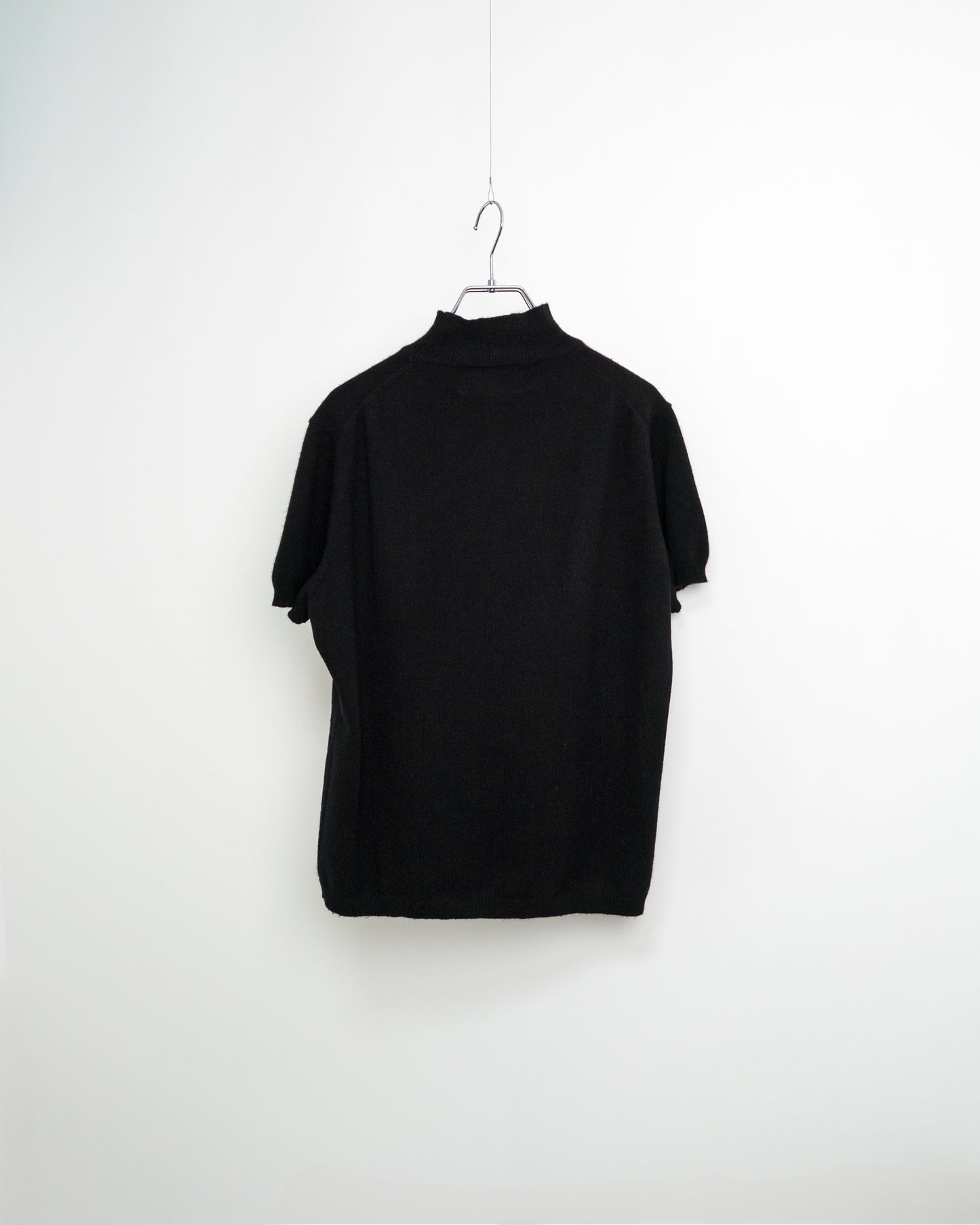 Cashmere Short-Sleeve Mock Neck Knit