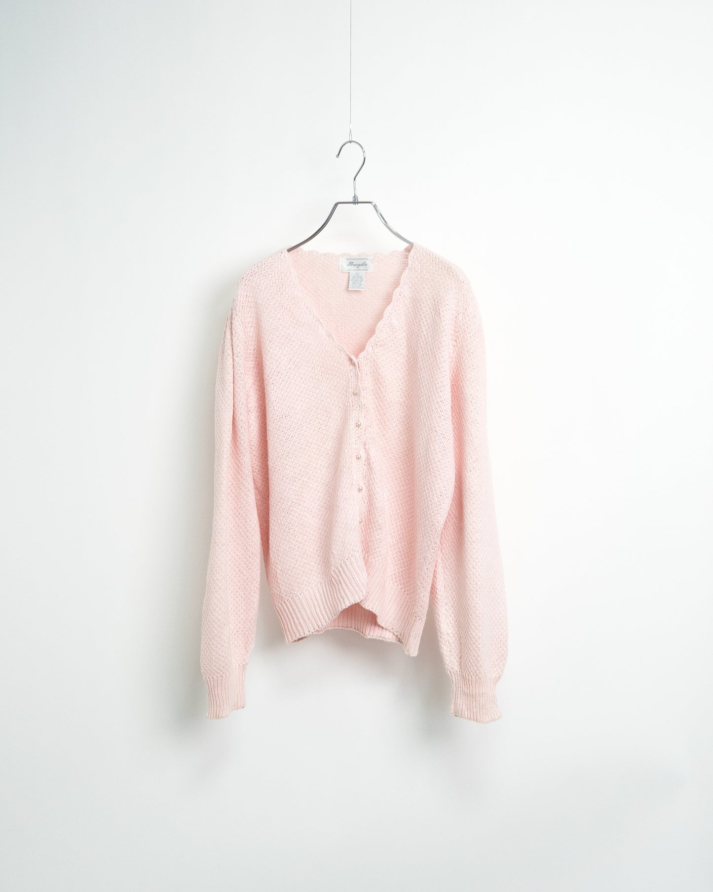 1980s-90s Scalloped Ramie-Cotton Knit Cardigan