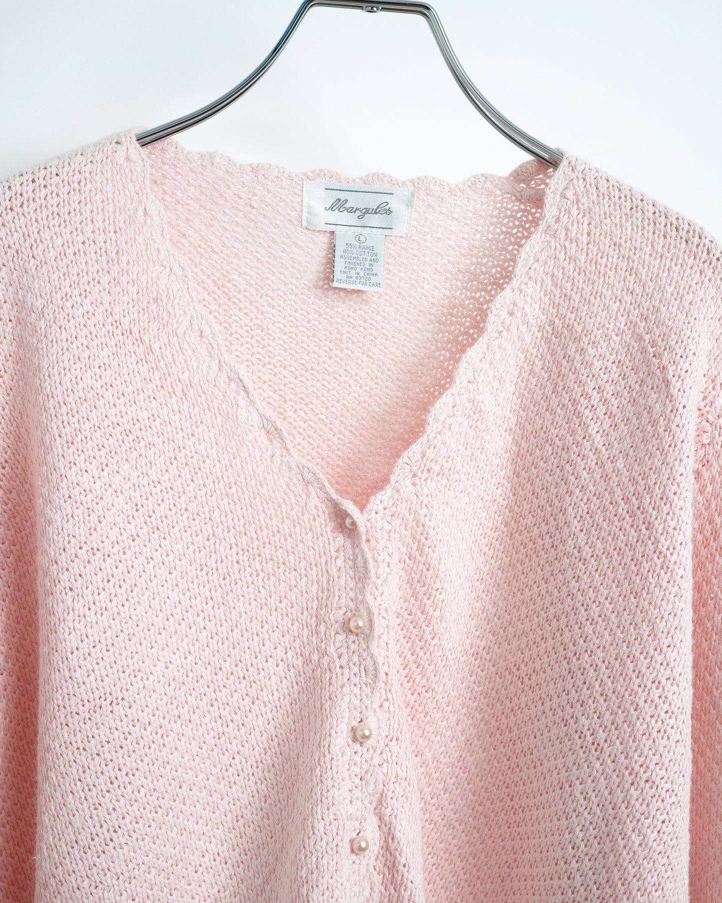 1980s-90s Scalloped Ramie-Cotton Knit Cardigan