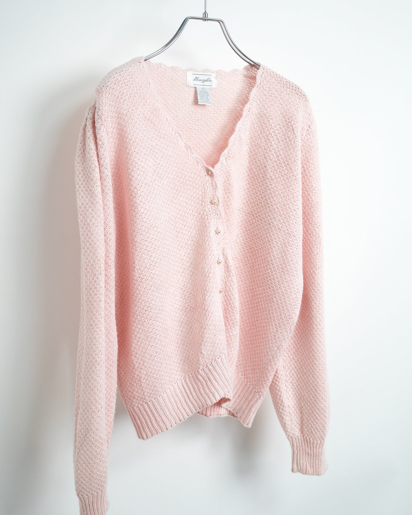 1980s-90s Scalloped Ramie-Cotton Knit Cardigan