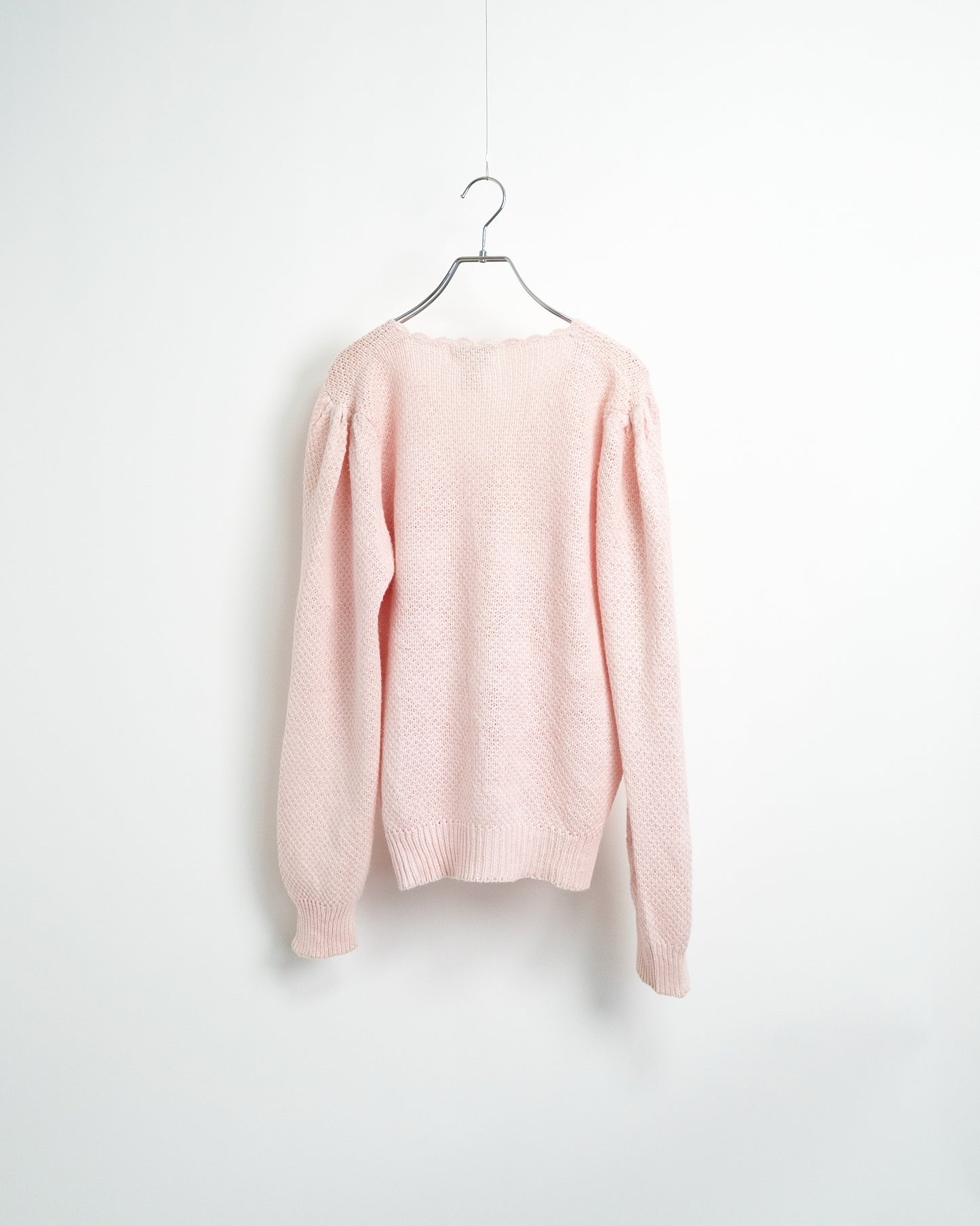 1980s-90s Scalloped Ramie-Cotton Knit Cardigan