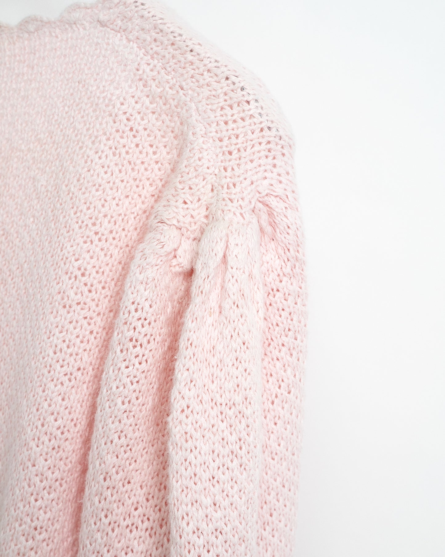 1980s-90s Scalloped Ramie-Cotton Knit Cardigan