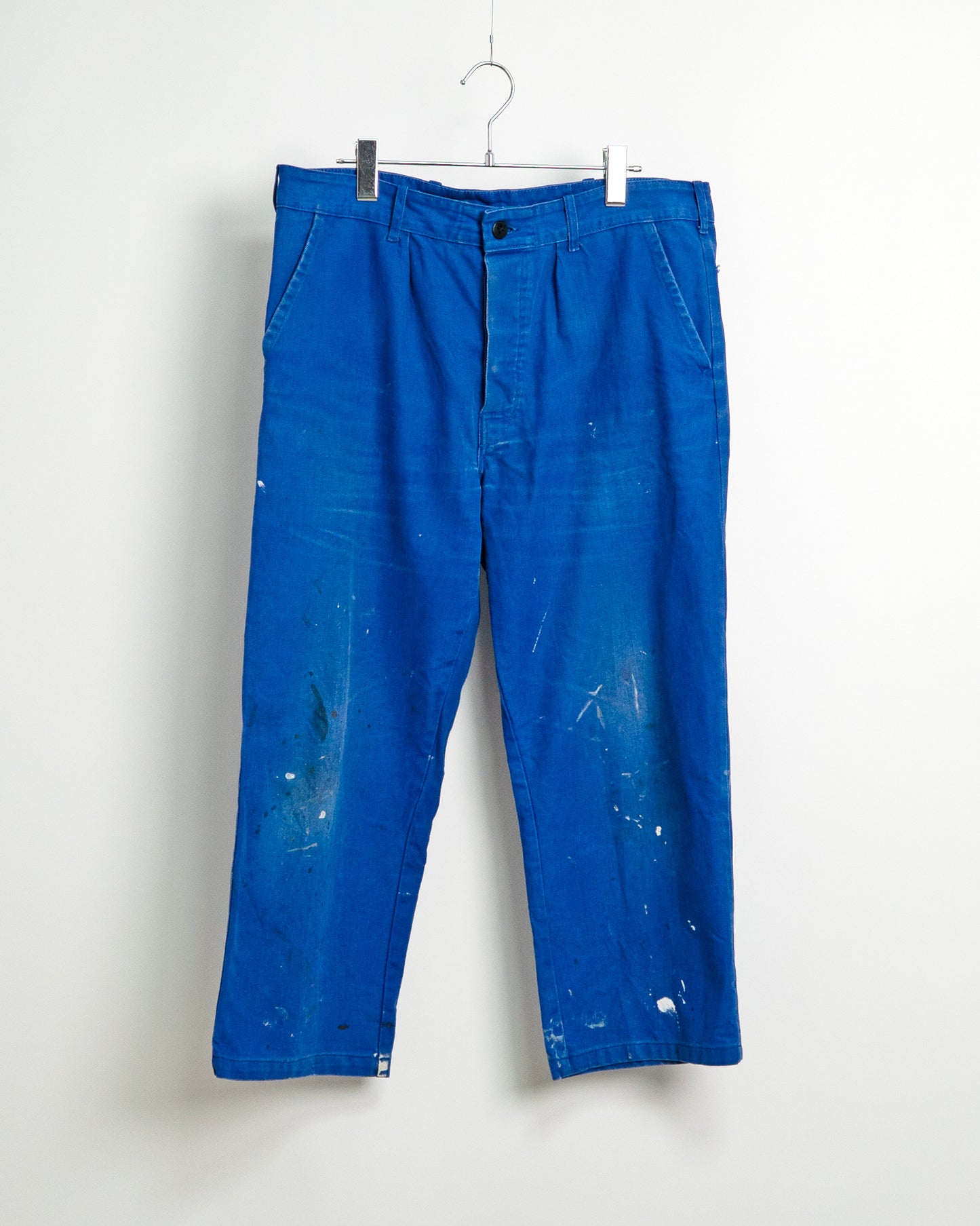 70s-80s French Cotton Twill Work Trousers with Paint Splatter