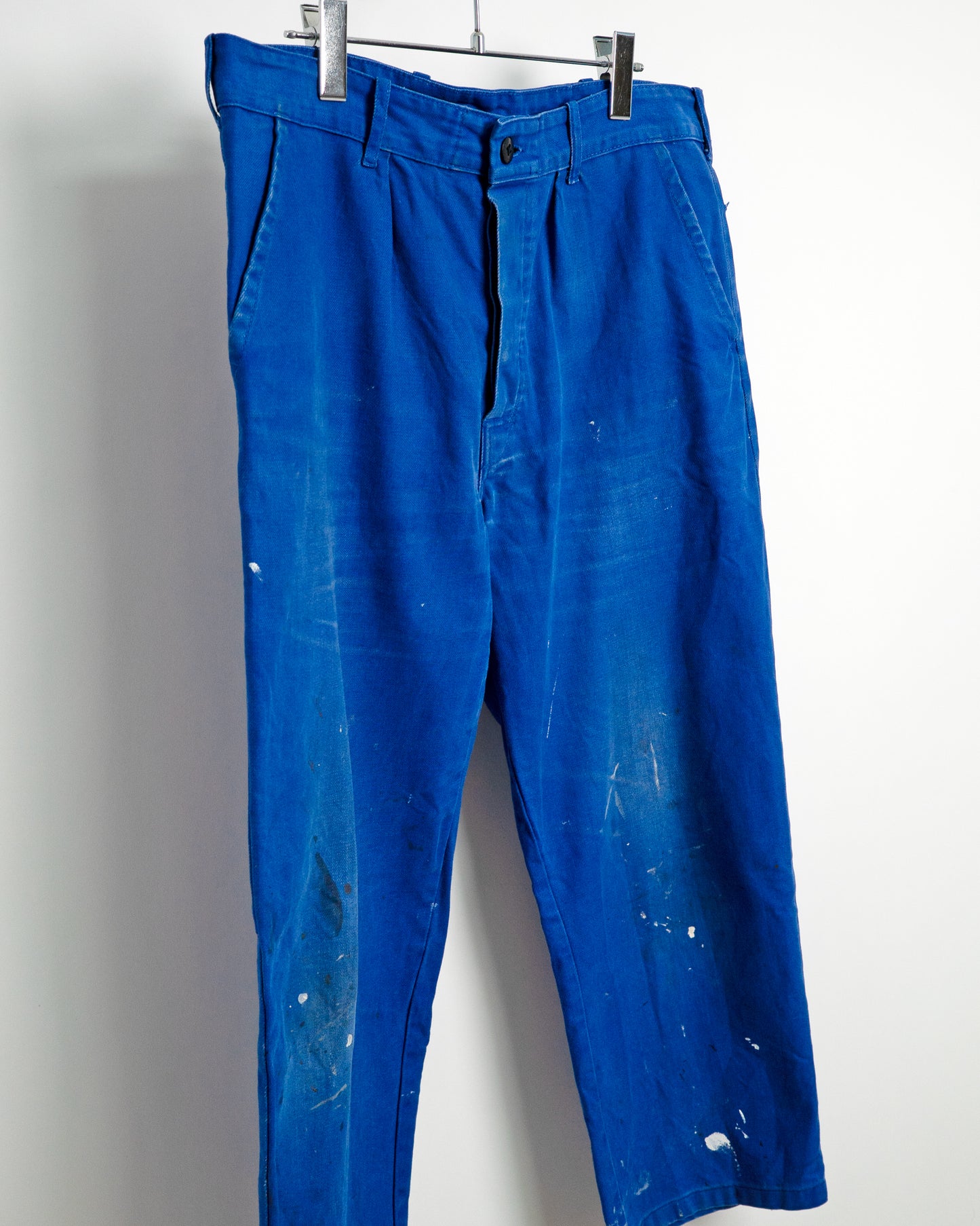 70s-80s French Cotton Twill Work Trousers with Paint Splatter