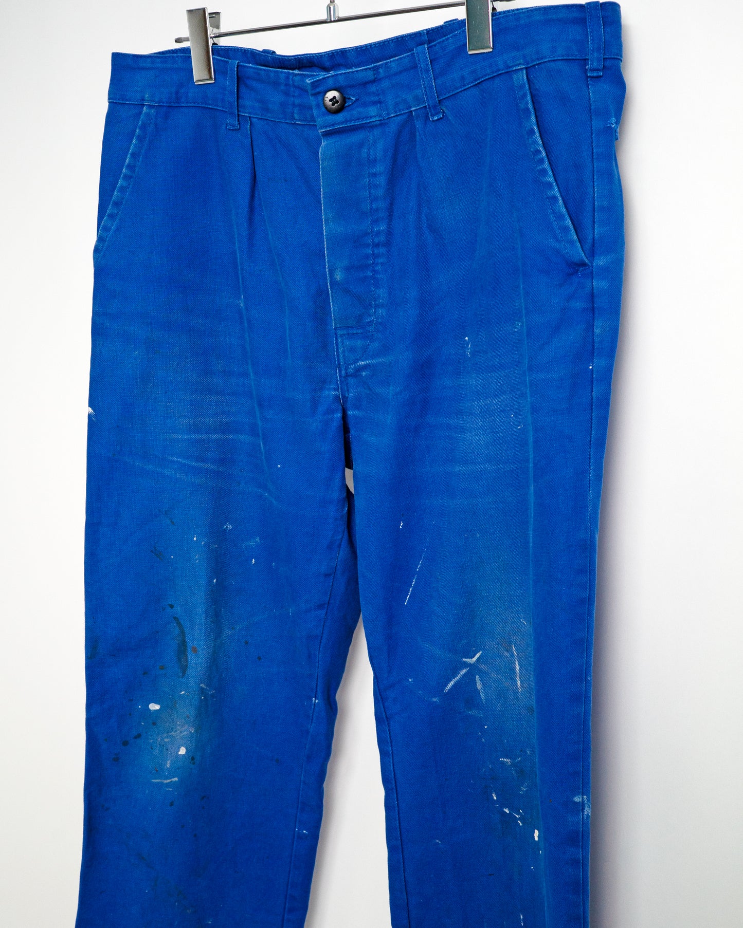 70s-80s French Cotton Twill Work Trousers with Paint Splatter