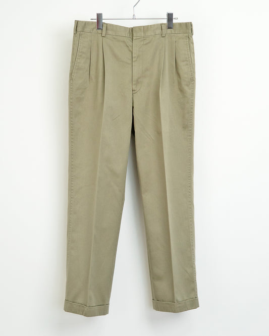 80s-90s T/C Twill Double-Pleated Chino Trousers