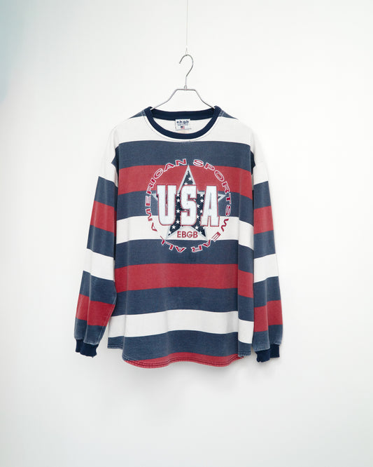 90s "ALL AMERICAN SPORTSWEAR" Tricolor Border L/S Sweatshirt