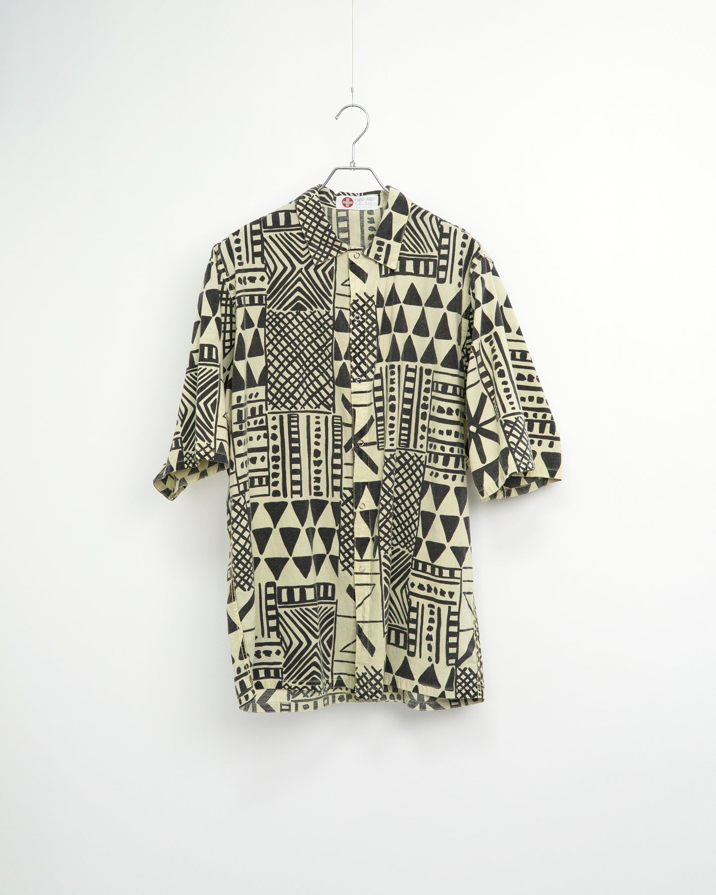 90s "Urban Tribal" Geometric Print Open Collar Shirt