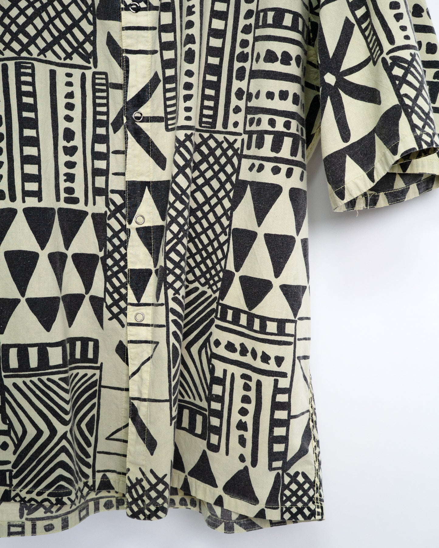 90s "Urban Tribal" Geometric Print Open Collar Shirt