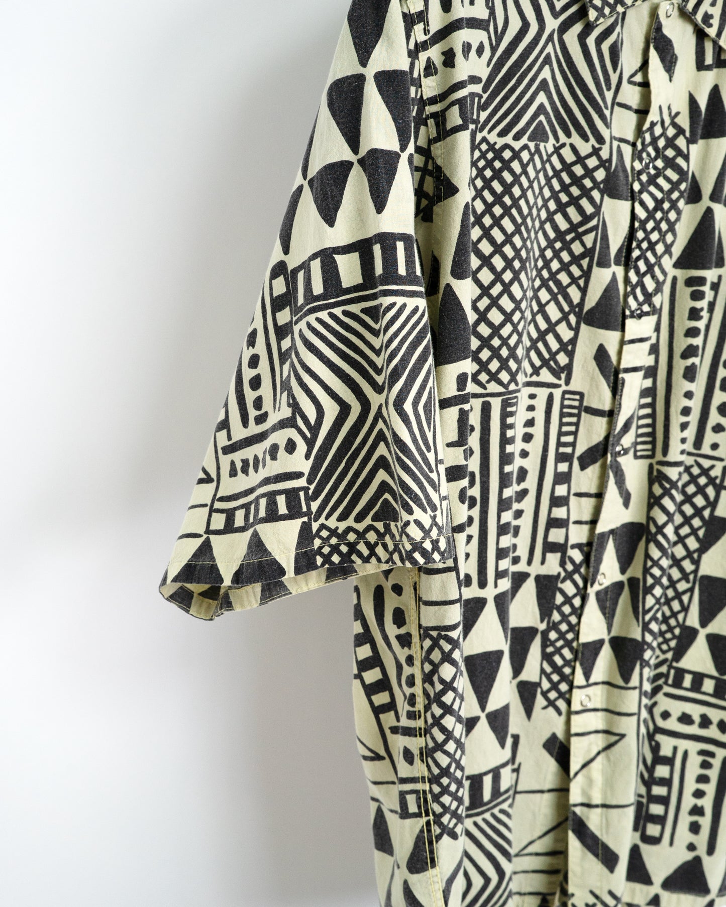90s "Urban Tribal" Geometric Print Open Collar Shirt