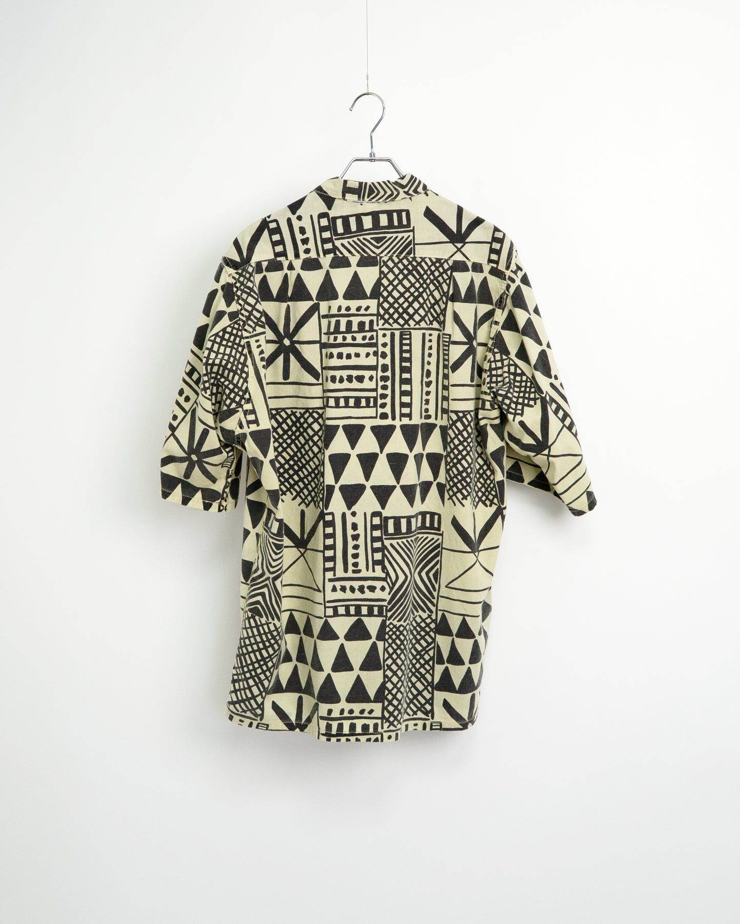 90s "Urban Tribal" Geometric Print Open Collar Shirt