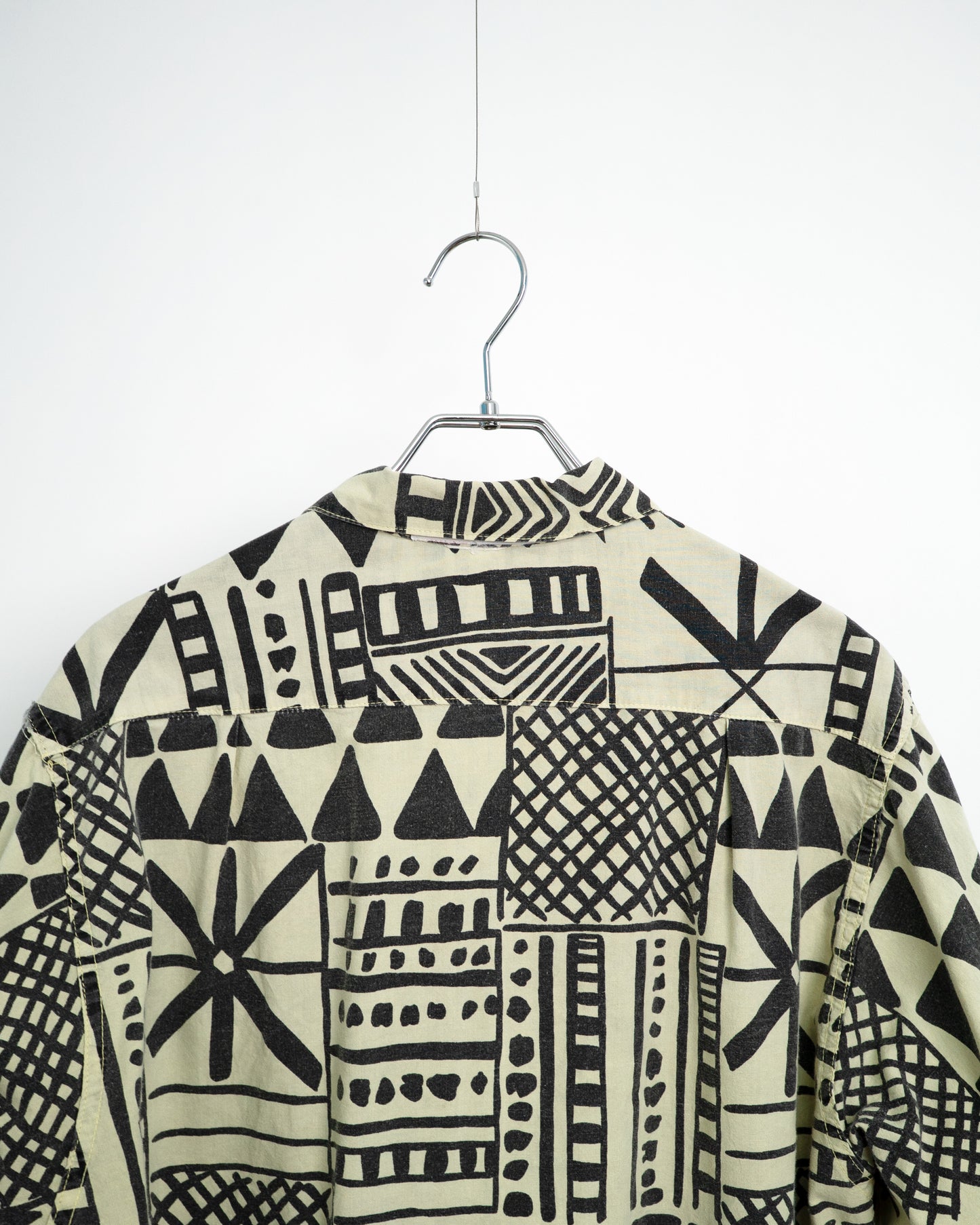 90s "Urban Tribal" Geometric Print Open Collar Shirt