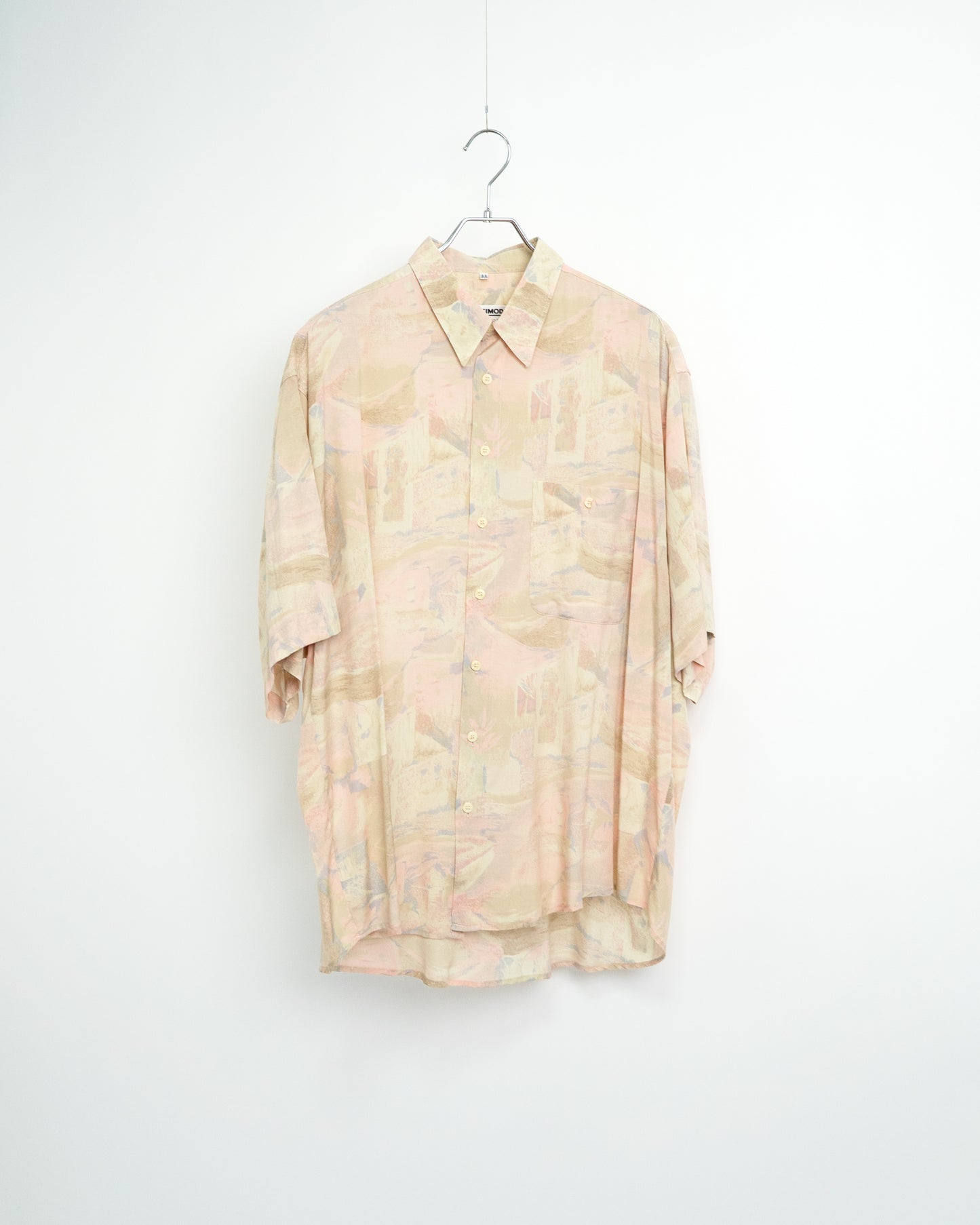 80s–90s Abstract Art Print Oversized Short Sleeve Shirt