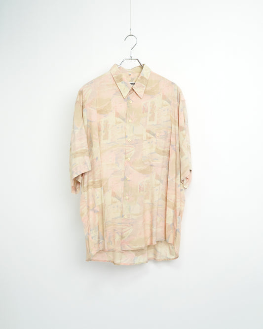 80s–90s Abstract Art Print Oversized Short Sleeve Shirt