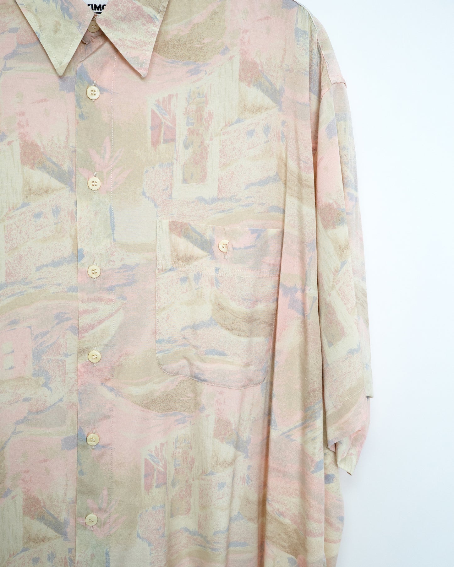 80s–90s Abstract Art Print Oversized Short Sleeve Shirt