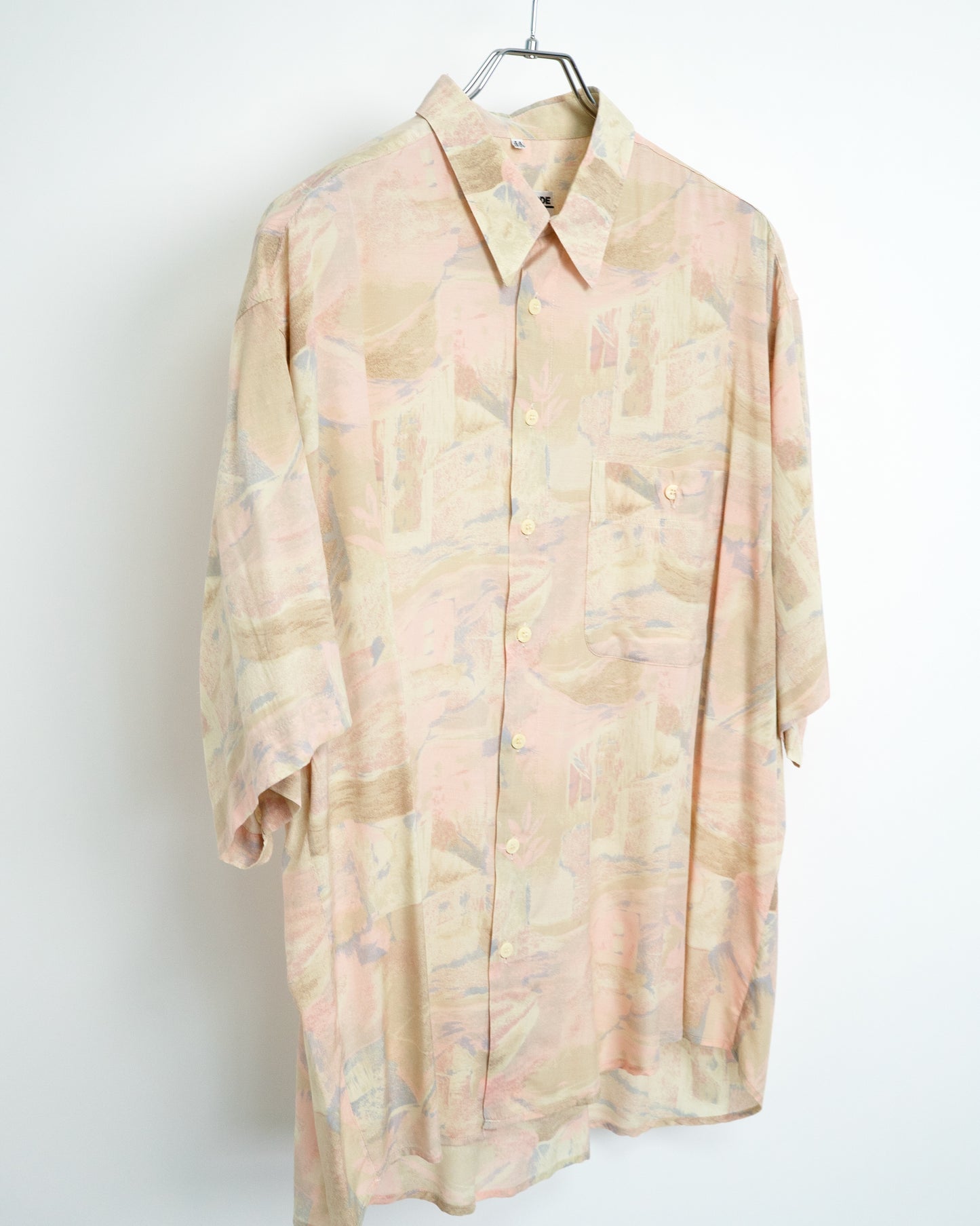 80s–90s Abstract Art Print Oversized Short Sleeve Shirt