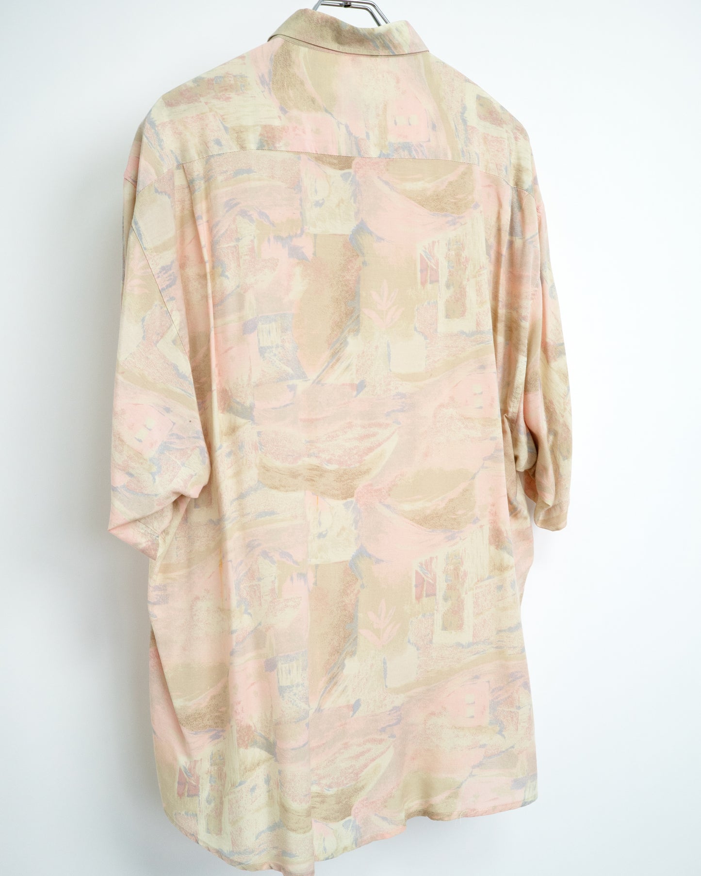 80s–90s Abstract Art Print Oversized Short Sleeve Shirt