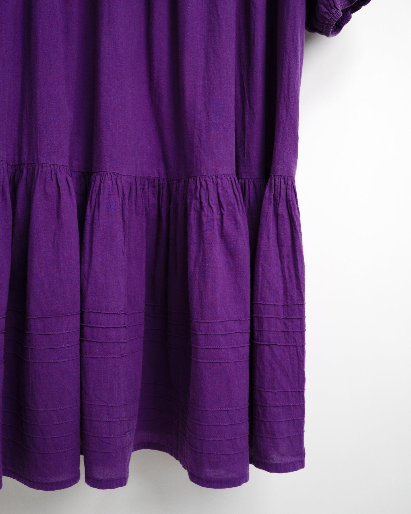 80s-90s Cotton Tiered Puff Sleeve Dress