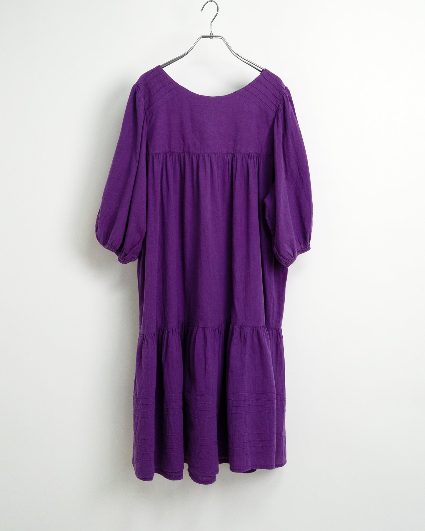 80s-90s Cotton Tiered Puff Sleeve Dress