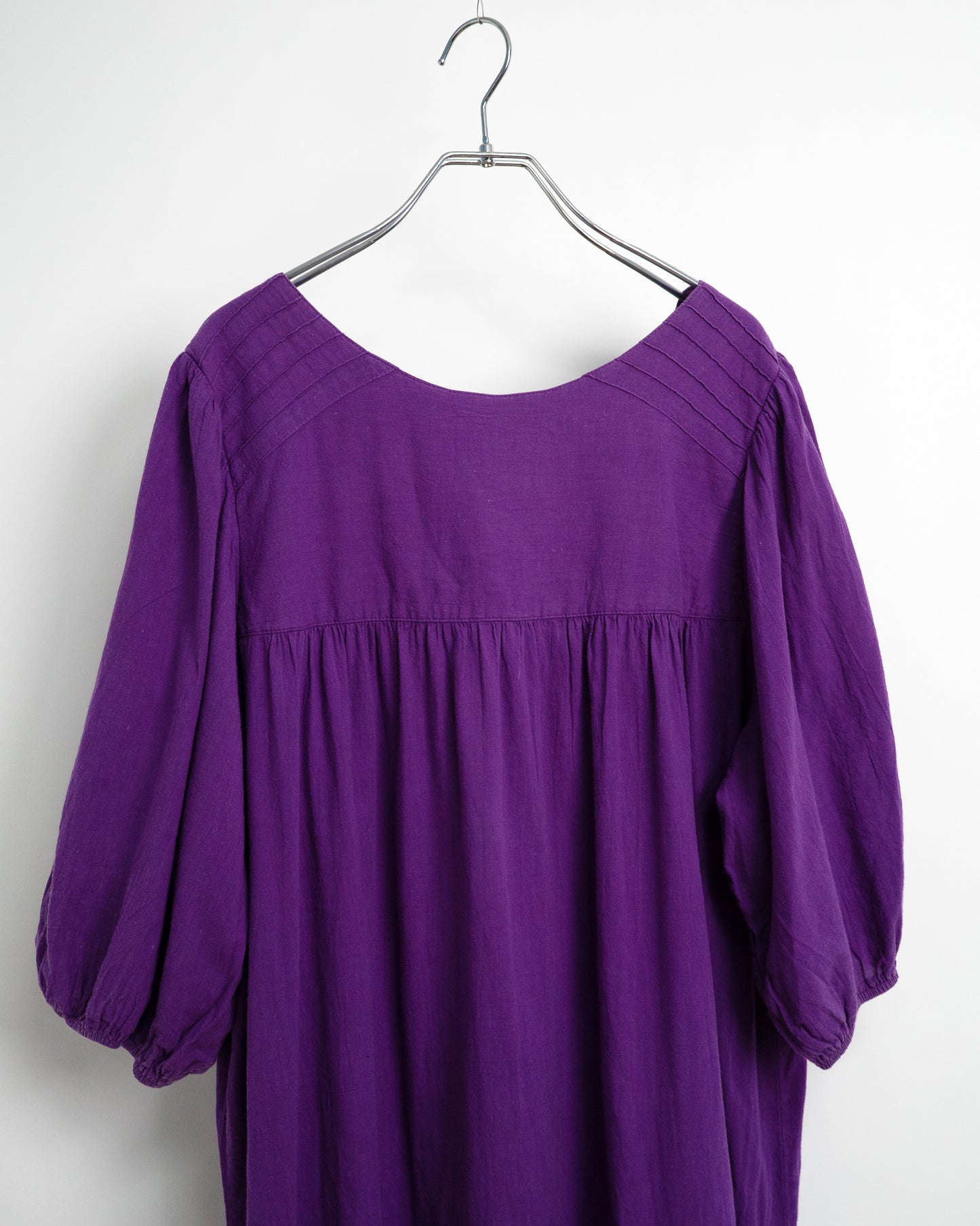 80s-90s Cotton Tiered Puff Sleeve Dress