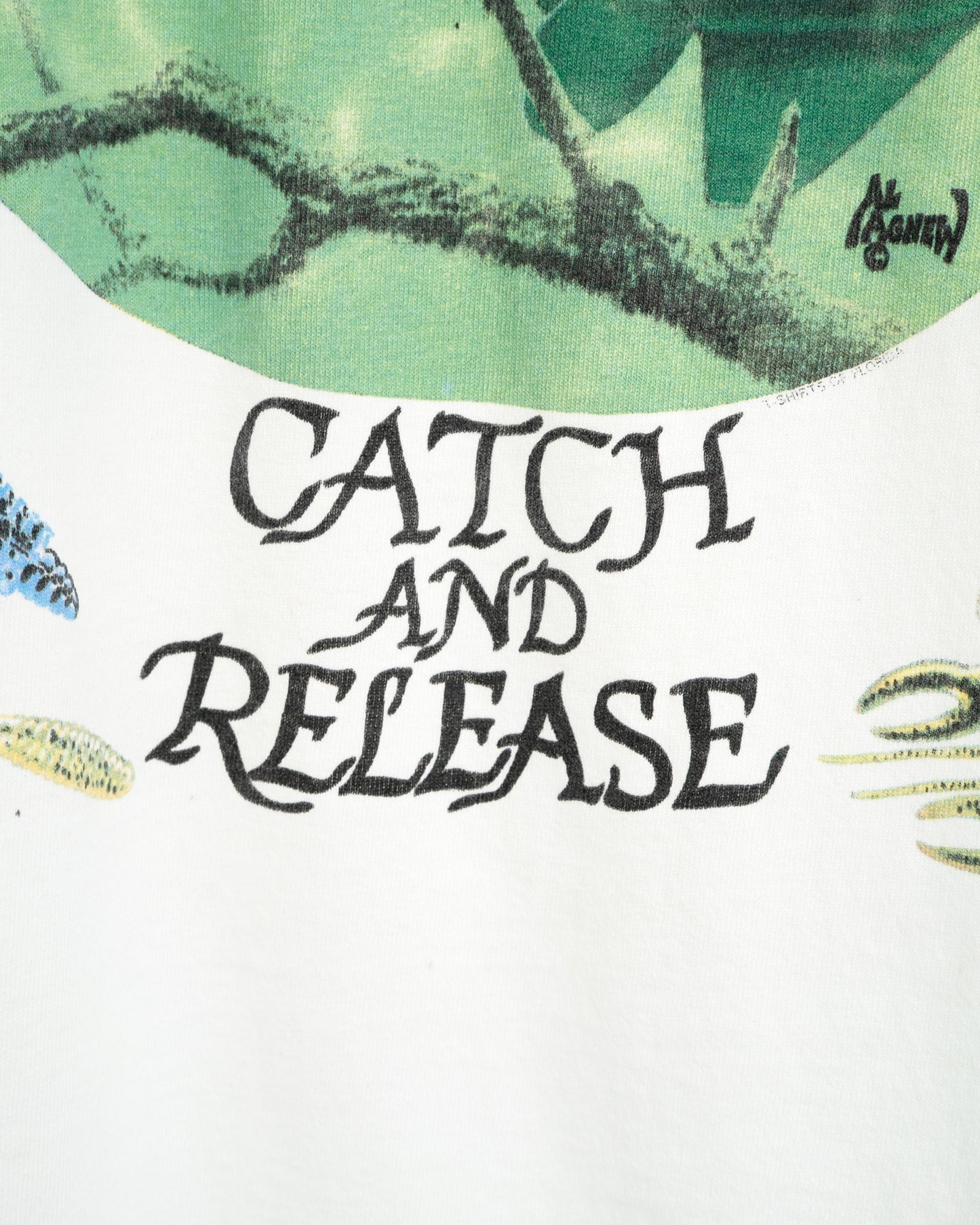 90s "CATCH AND RELEASE" Bass Print T-Shirt