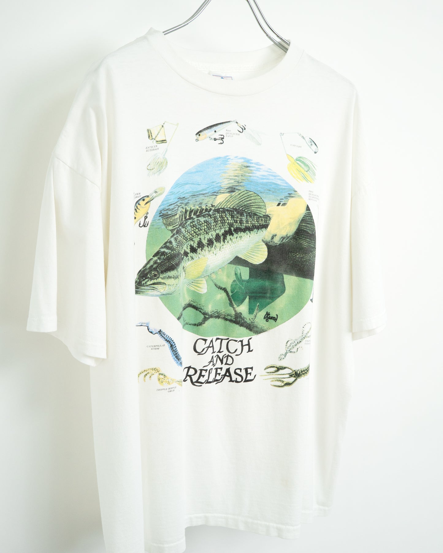 90s "CATCH AND RELEASE" Bass Print T-Shirt