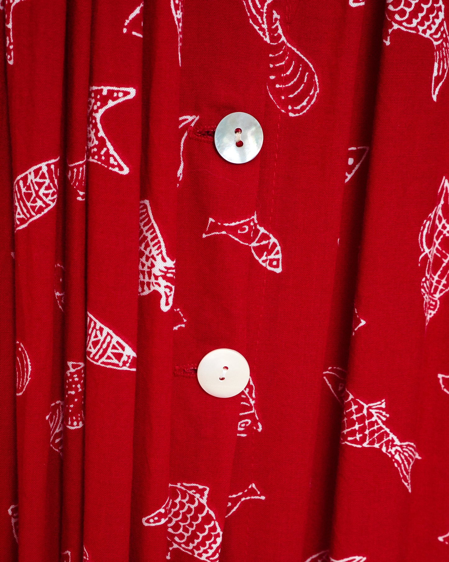 90s Marine Motif Rayon Long Skirt