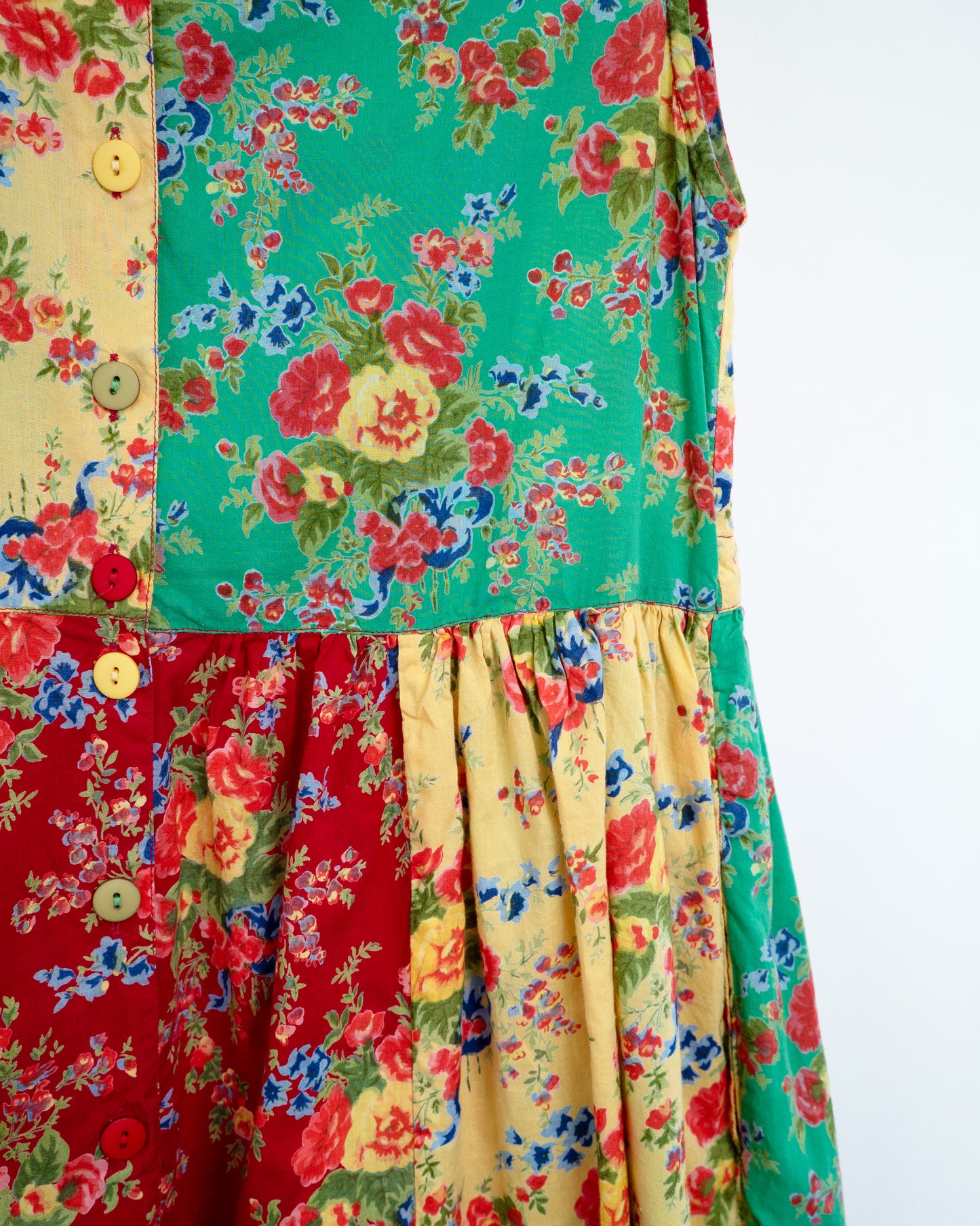 90s Patchwork Floral Sleeveless Maxi Dress
