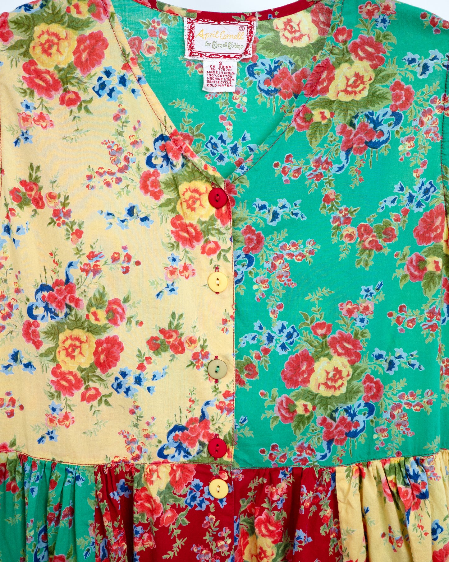 90s Patchwork Floral Sleeveless Maxi Dress