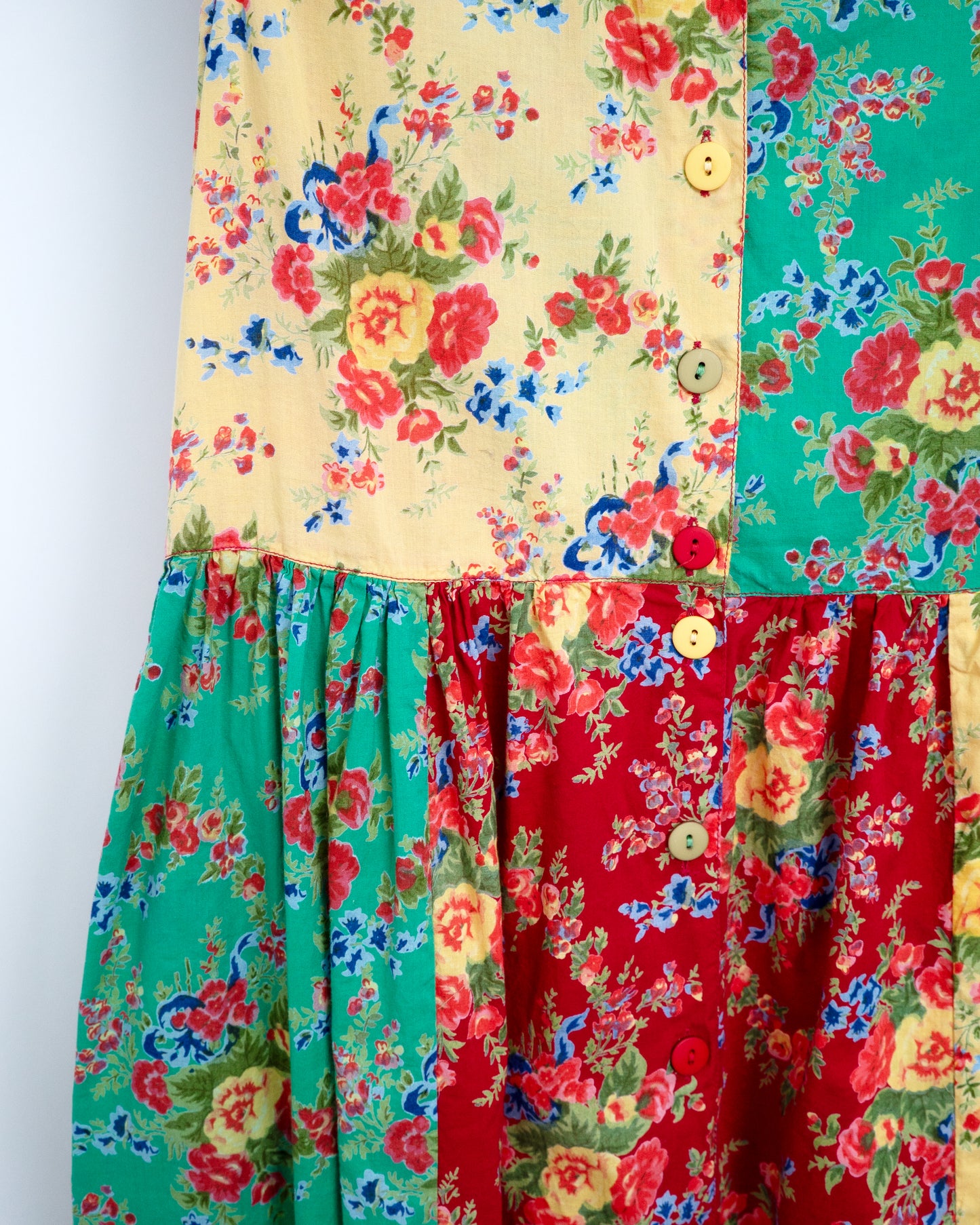 90s Patchwork Floral Sleeveless Maxi Dress