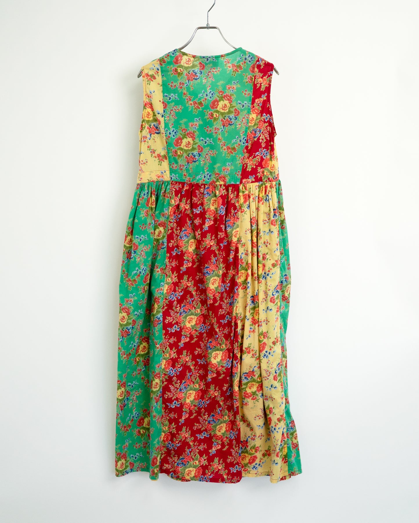 90s Patchwork Floral Sleeveless Maxi Dress