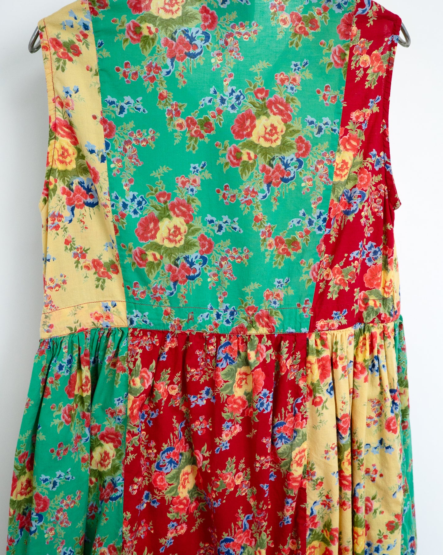 90s Patchwork Floral Sleeveless Maxi Dress