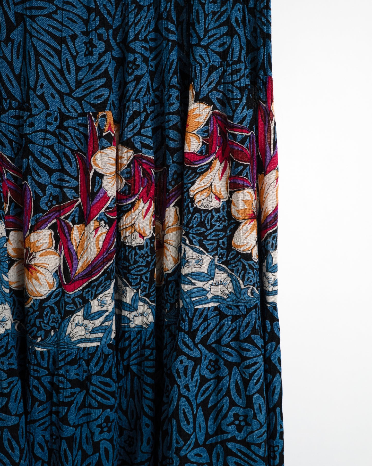 80s Tropical Print Tiered Skirt