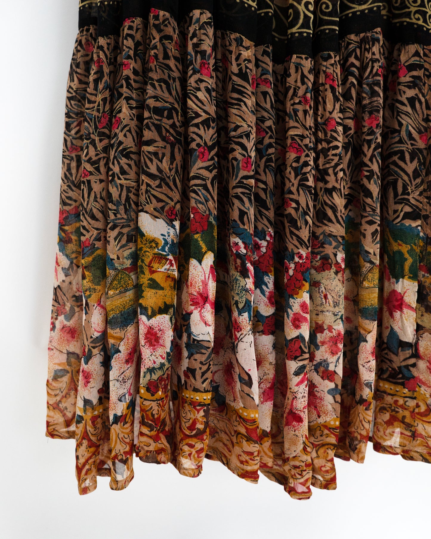 90s Pastoral Print Tiered Maxi Dress